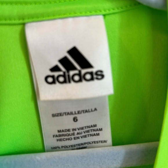 Adidas Kids Green Athletic T-Shirt Size 6 - Picture 4 of 6